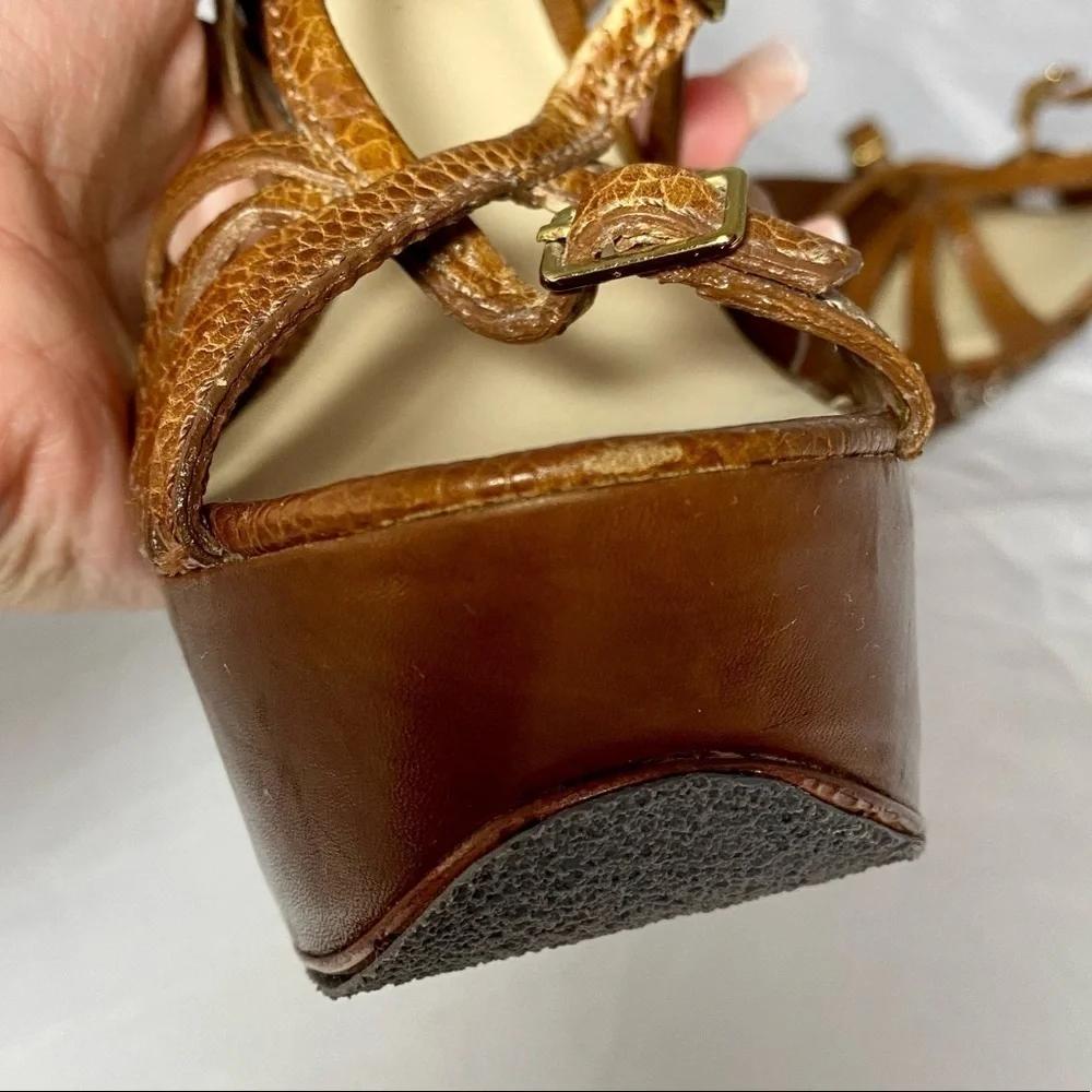 LAMB Gwen Stefani Studded Dale brown Platform strappy Stilettos size 5.5